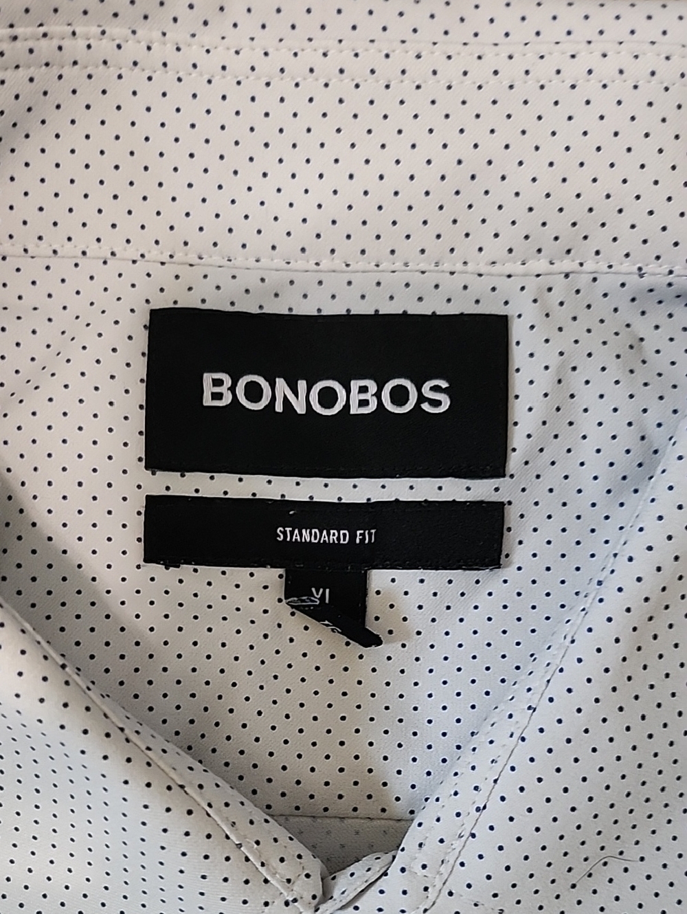 Bonobos White Shirt with Navy Micro Dots Standard Fit